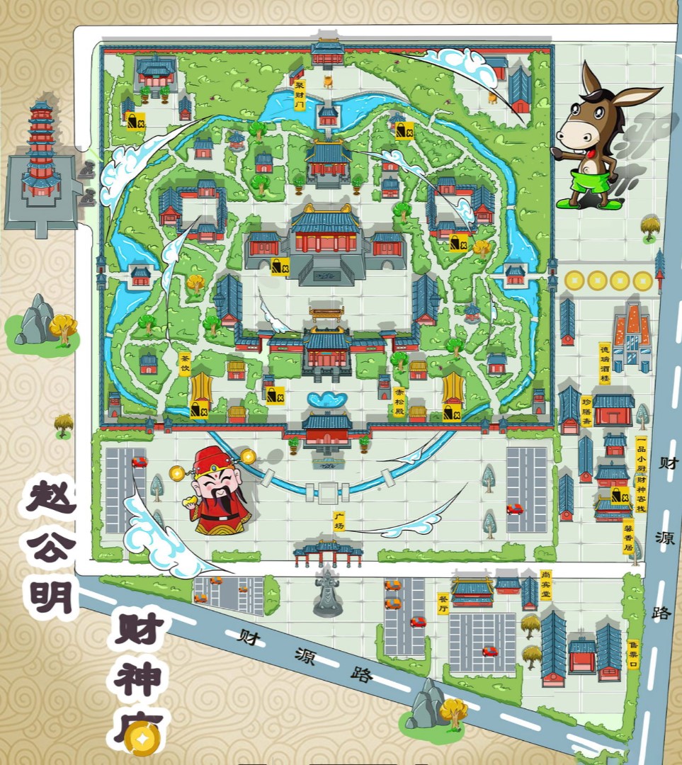 夷陵寺庙类手绘地图